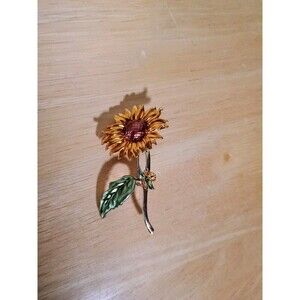 Sunflower Brooch Pin Gold Tone